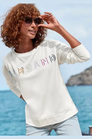ELBSAND Sweatshirt mit Logostickerei vorne, lässige Passform, sportlich-casual
