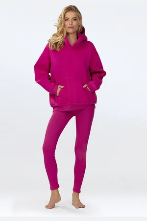 DKaren Freizeitanzug Hausanzug Jogginganzug Leggings Gerippt und Fleece Kapuzenpullover (Set, 2-tlg., Kapuzenpullover + Leggings), Großer Kapuze Baumwolle - Verkäufer: Makoma