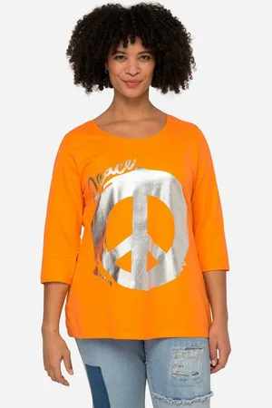 Angel of Style T-Shirt T-Shirt Peace-Zeichen Rundhals 3/4-Ärmel - Verkäufer: Popken Fashion Group