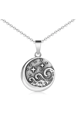 Materia Runder Anhänger Mond Wellen Sterne Himmel antik Ø17mm KA-28, 925 Sterling Silber, oxidiert - Verkäufer: Schmuck