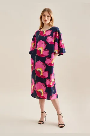 Seidensticker Sommerkleid Schwarze Rose Kurzarm Rundhals Floral