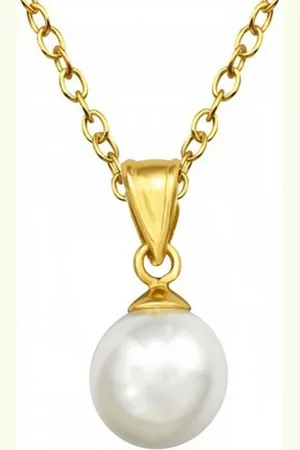 ALEXANDER YORK Kette mit Anhänger PERLE in Gold, 2-tlg., 925 Sterling Silber - Verkäufer: