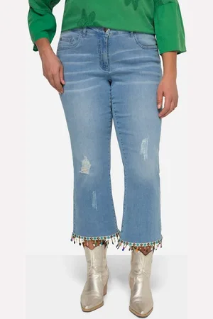 Angel of Style Regular-fit-Jeans 7/8-Jeans Straight Legs Saum mit Perlenfransen - Verkäufer: Popken Fashion Group