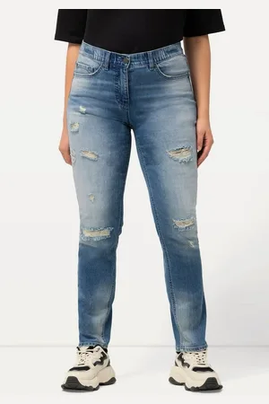 Ulla Popken Röhrenjeans Jeans Sarah Destroy-Effekte Komfortbund Stretch - Verkäufer: Popken Fashion Group