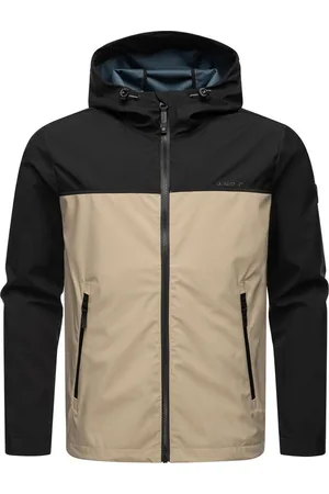 Ragwear Softshelljacke Shellwie Block wasserdichte Herren Übergangsjacke mit großer Kapuze