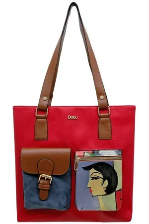 Dogo Umhängetasche Multi Pocket Bag Cubic Faces Damen Handtaschen (Fashion), Vegan