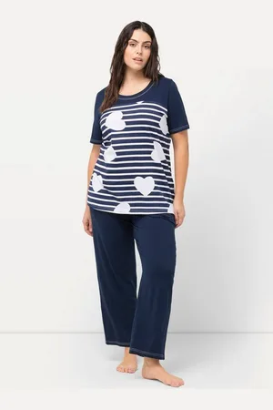 Ulla Popken Pyjama Pyjama Herzen/Streifen Rundhals Halbarm - Verkäufer: Popken Fashion Group