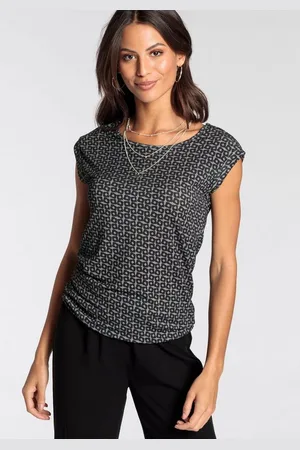 Laura Scott T-Shirt figurumspielende Passform, gemustert, Rundhalsausschnitt