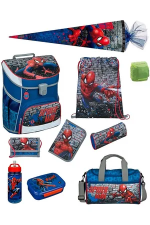 SCOOLI Schulranzen CampusFit (Set, 10-tlg., inkl. Sporttasche und Schultüte), SPIDERMAN - Verkäufer: Familando