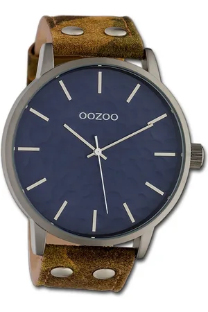 Oozoo Quarzuhr Herren Armbanduhr Timepieces, (Analoguhr), Herrenuhr Lederarmband camouflage, , rundes Gehäuse, groß (48mm) - Verkäufer: Fit4Style Silberschmuck - IMPPAC