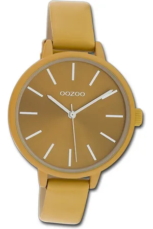 Oozoo Quarzuhr Damen Armbanduhr Timepieces, (Analoguhr), Damenuhr Lederarmband senfgelb, rundes Gehäuse, mittel (ca. 36mm) - Verkäufer: Fit4Style Silberschmuck - IMPPAC