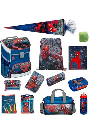 SCOOLI Schulranzen CampusFit (Set, 17-tlg., inkl. Sporttasche, Schultüte und Zubehör), SPIDERMAN - Verkäufer: Familando