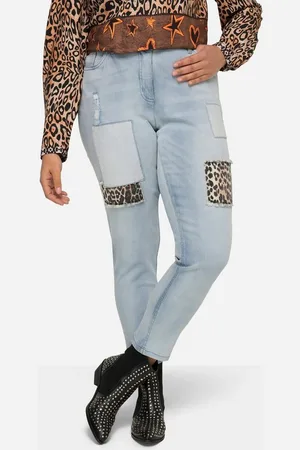 Angel of Style Regular-fit-Jeans 7/8-Jeans Slim Fit Leo-Patches 5-Pocket - Verkäufer: Popken Fashion Group