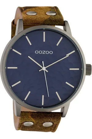 Oozoo Quarzuhr Herren Armbanduhr Timepieces Analog, (Analoguhr), Herrenuhr rund, extra groß (ca. 48mm), Lederarmband camouflage, - Verkäufer: Fit4Style Silberschmuck - IMPPAC