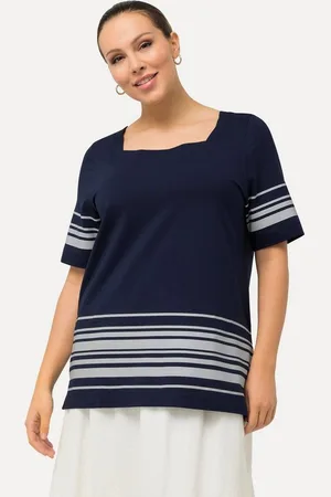 Ulla Popken T-Shirt T-Shirt Streifen A-Linie Carree-Ausschnitt Halbarm - Verkäufer: Popken Fashion Group