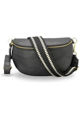 Adel Bags Bauchtasche Damen mit goldenem Reißverschluss, Bauchtasche Leder, hergestellt in Italien, mit 2 Riemen - Verkäufer: