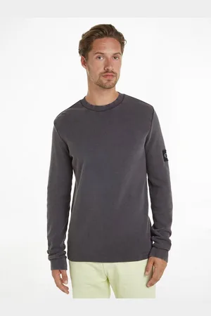 Calvin Klein Langarmshirt WASHED BADGE WAFFLE LS TEE mit Logopatch