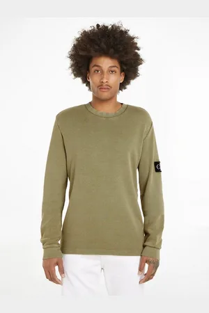 Calvin Klein Langarmshirt WASHED BADGE WAFFLE LS TEE mit Logopatch
