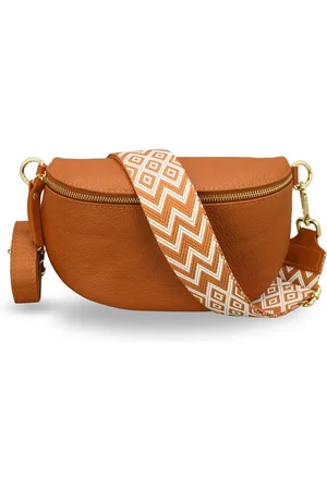 Adel Bags Bauchtasche Damen mit goldenem Reißverschluss, Bauchtasche Leder, hergestellt in Italien, mit 2 Riemen - Verkäufer: