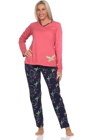 Normann Pyjama Damen Pyjama lang mit Schmetterling als Motiv - auch in Übergrößen - Verkäufer: Fairway