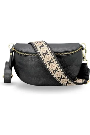 Adel Bags Bauchtasche Damen mit goldenem Reißverschluss, Bauchtasche Leder, hergestellt in Italien, mit 2 Riemen - Verkäufer: