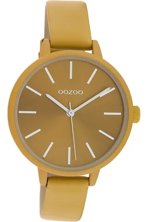 Oozoo Quarzuhr Damen Armbanduhr Timepieces Analog, (Analoguhr), Damenuhr rund, mittel (ca. 36mm), Lederarmband senfgelb, Fashion - Verkäufer: Fit4Style Silberschmuck - IMPPAC