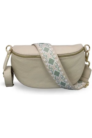 Adel Bags Bauchtasche Damen mit goldenem Reißverschluss, Bauchtasche Leder, hergestellt in Italien, mit 2 Riemen - Verkäufer: