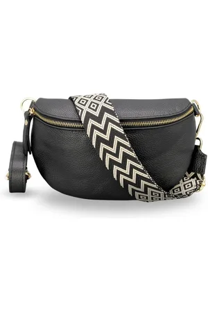 Adel Bags Bauchtasche Damen mit goldenem Reißverschluss, Bauchtasche Leder, hergestellt in Italien, mit 2 Riemen - Verkäufer:
