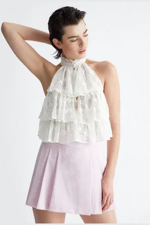Liu Jo Neckholdertop - Mesh Top - Ärmelloses Rüschen Top - festliches Neckholdertop - Verkäufer: Schneider Fashion Store