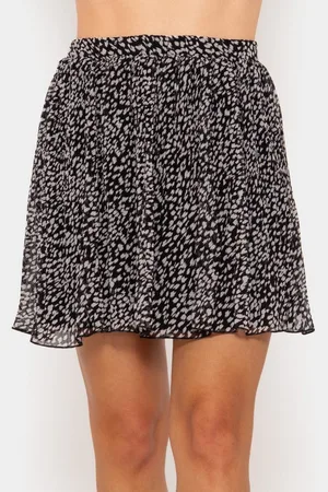 SASSYCLASSY Plisseerock Modischer Plissee-Rock Damen mit grafischem Druck Eleganter luftiger Faltenrock mit einzigartigem Muster Weiß - Verkäufer: