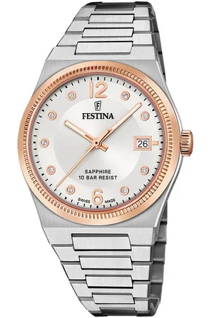 Festina Quarzuhr Rivé Collection F20037/1, Armbanduhr, Damenuhr, Swiss Made, Edelstahlarmband, bis 10bar wasserd.
