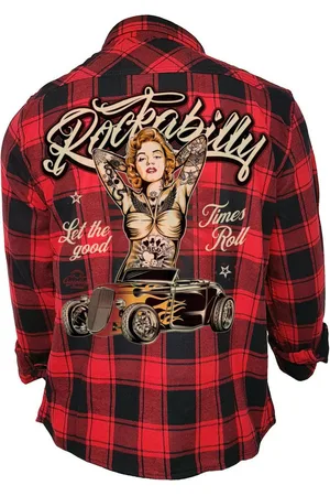GASOLINE BANDIT Flanellhemd Rockabilly schwarz- kariert: Let the good Times Roll - Verkäufer: RAHMENLOS®