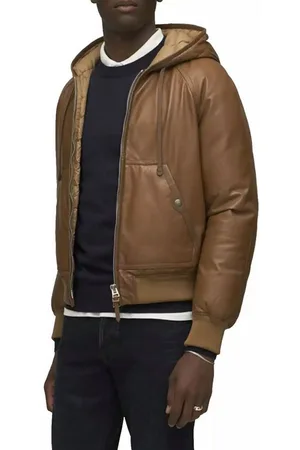 Tom Ford Lederjacke Kapuzenjacke Bomberjacke mit Daunenfüllung Lammleder, Wärmeisolierung durch Daunenfüllung, Rippbündchen - Verkäufer: eldigo