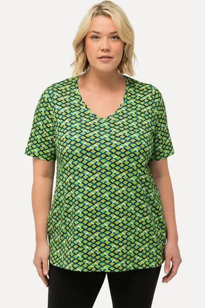 Ulla Popken Longshirt Longshirt Zacken A-Linie V-Ausschnitt Halbarm - Verkäufer: Popken Fashion Group