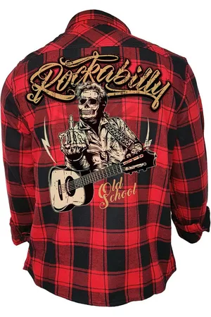 GASOLINE BANDIT Flanellhemd schwarz- kariert für Rockabilly Fans: Old School - Verkäufer: RAHMENLOS®