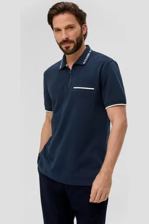QS by s.Oliver Kurzarmshirt Poloshirt mit Logo-Kragen Streifen-Detail - Verkäufer: