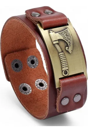 Eyecatcher Lederarmband Wickinger Axt Silber Bronze Gold Armband verstellbar Mittelalter (kein Set) - Verkäufer: