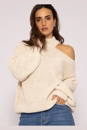 SASSYCLASSY Strickpullover Oversize Pullover Damen mit Schulter Cut-Out Rollkragen Strickpullover Elegant Grün Schwarz Rot Beige Grau - Verkäufer: