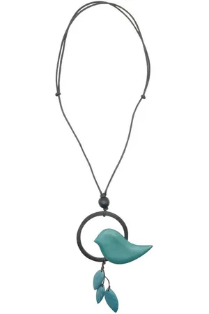 Alessandro Lange Kette Desna, mit Vogel und Ring aus Holz als Anhänger