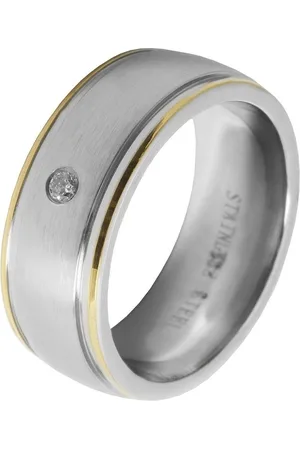 Akzent Partnerring Unpretentious aus Edelstahl, Similibesatz, bicolor, Gr. 48 - 62 (Einzeln), Damen Ring - Verkäufer: Shaghafi GmbH