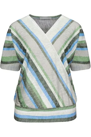 Bianca Print-Shirt WALLY mit angedeuteter Wickeloptik in Streifendessin - Verkäufer: