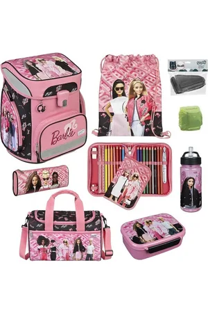 SCOOLI Schulranzen EasyFit (Set, 9-tlg., inkl. Federmappe und Sporttasche), BARBIE Mattel Pink - Verkäufer: Familando