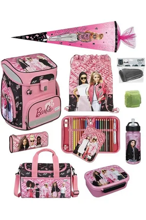 SCOOLI Schulranzen EasyFit (Set, 10-tlg., inkl. Sporttasche und Schultüte / Zuckertüte), BARBIE Mattel Pink - Verkäufer: Familando