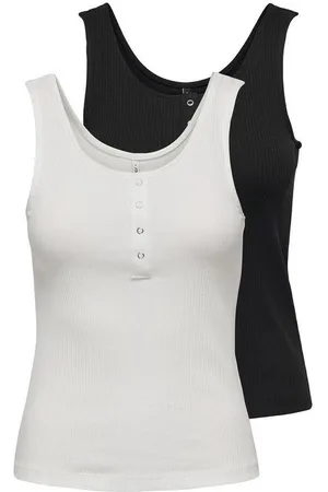 ONLY Ripptanktop ONLSIMPLE LIFE S/L BUTTON TOP JRS CS 2PK (Packung, 2-tlg)