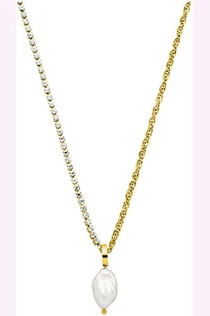 Purelei Kette mit Anhänger Schmuck Geschenk Elua Glitzer, 2108, mit Zirkonia (synth) - mit Süßwasserzuchtperle