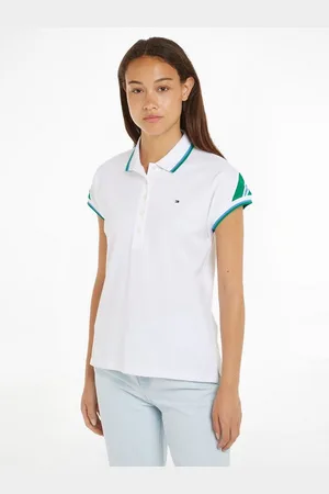 Tommy Hilfiger Poloshirt REG STRIPE SLV POLO CAP SLEEVE mit kontrastfarbenen Einsätzen