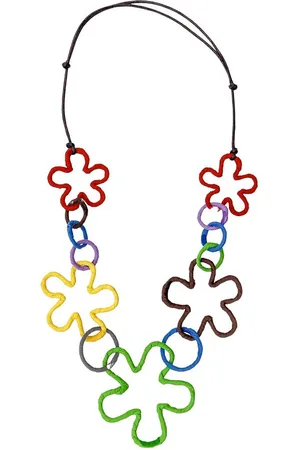 Alessandro Kette mit Anhänger Salita, mit Stoff umwickelte Blüten und Ringe