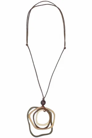 Alessandro Lange Kette Flor, Anhänger aus vier Holzringen