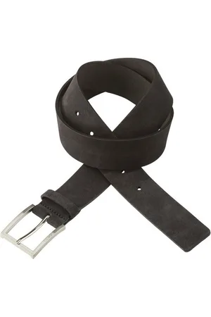HUGO BOSS Ledergürtel Mirto_Sz35 aus Veloursleder mit Logo-Gravur auf der Dornschließe