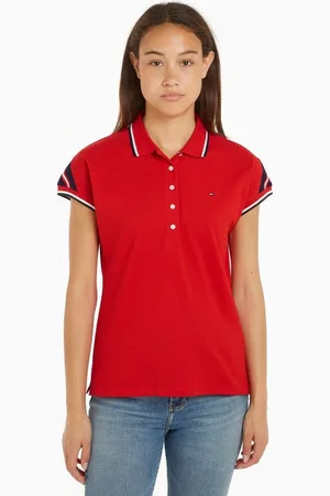 Tommy Hilfiger Poloshirt REG STRIPE SLV POLO CAP SLEEVE mit kontrastfarbenen Einsätzen
